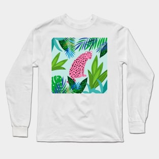 Pink leopard in the jungle Long Sleeve T-Shirt